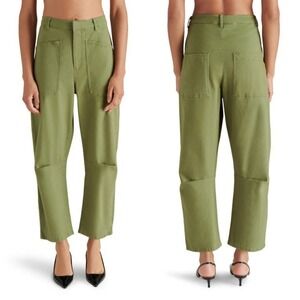 Steve Madden Haniel Barrel Pants Women's L Burnt Olive Neutral Casual Stretchy